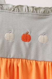 Pumpkin Embroidery Ruffle Pants Set