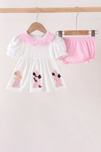 Prayer Embroidery Ruffle Bloomer Set
