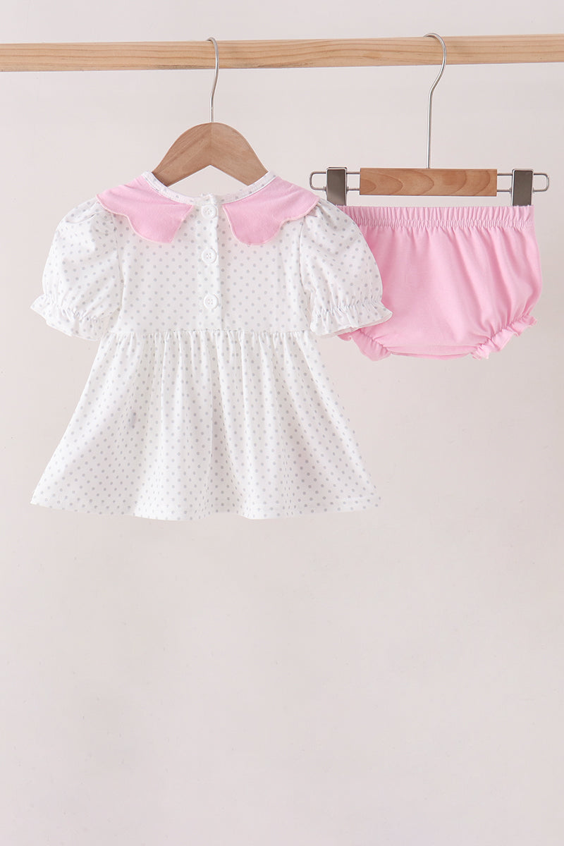 Prayer Embroidery Ruffle Bloomer Set