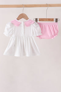 Prayer Embroidery Ruffle Bloomer Set