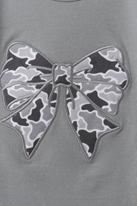 Camouflage Bow Embroidery Ruffle Skorts Set
