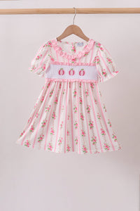 Pink Pumpkin Embroidery Ruffle Dress