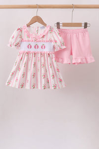 Pumpkin Embroidery Ruffle Shorts Set