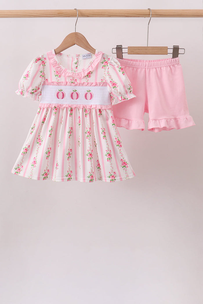 Pumpkin Embroidery Ruffle Shorts Set