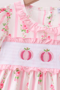 Pumpkin Embroidery Ruffle Shorts Set