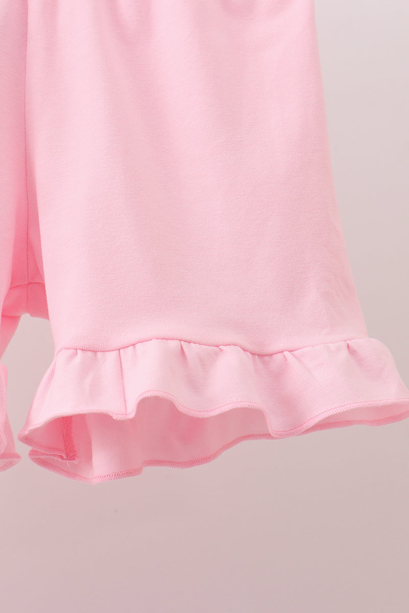 Pumpkin Embroidery Ruffle Shorts Set