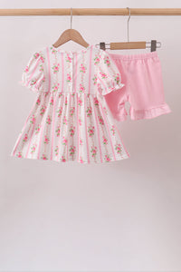 Pumpkin Embroidery Ruffle Shorts Set