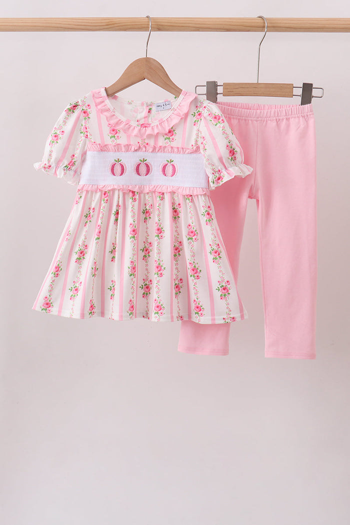 Pumpkin Embroidery Ruffle Pants Set