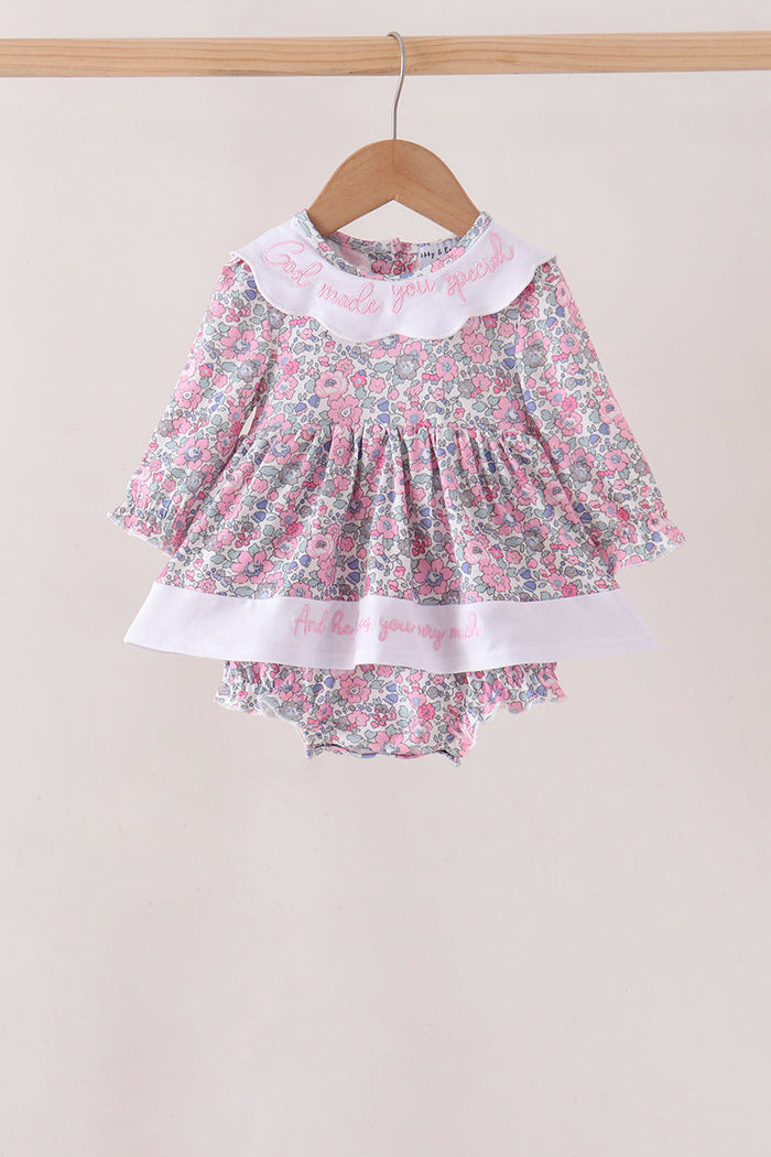 Pink Floral Embroidery Bubble