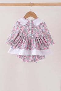 Pink Floral Embroidery Bubble