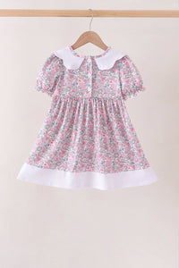 Pink Floral Embroidery Ruffle Dress