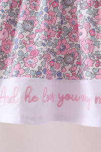 Pink Floral Embroidery Pants Set