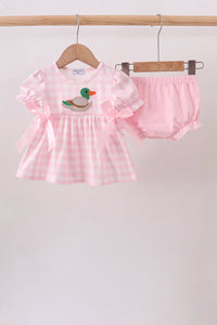 Mallard Applique Gingham Bloomer Set