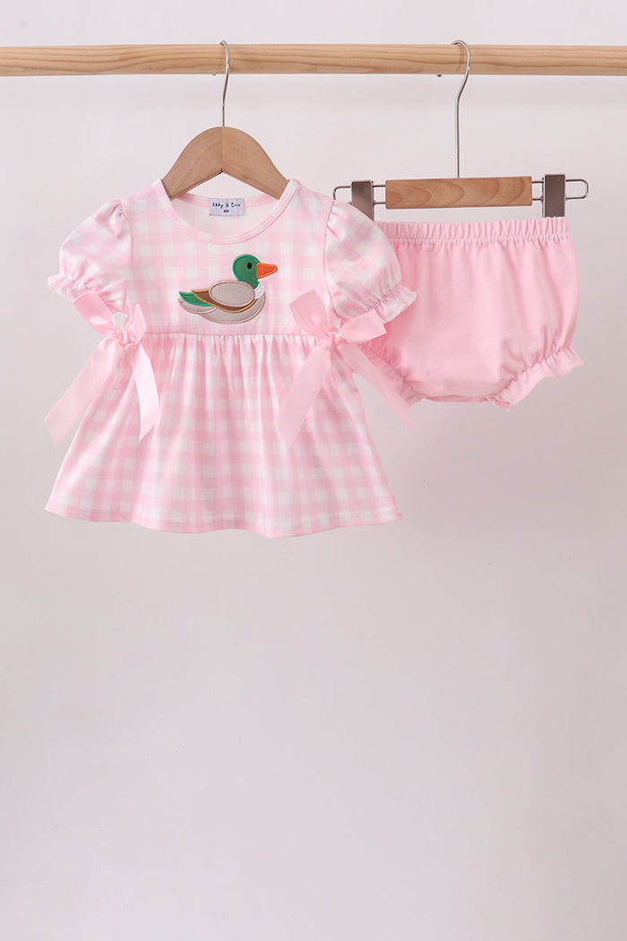 Mallard Applique Gingham Bloomer Set