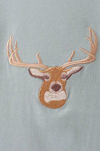 Deer Embroidery Pants Set
