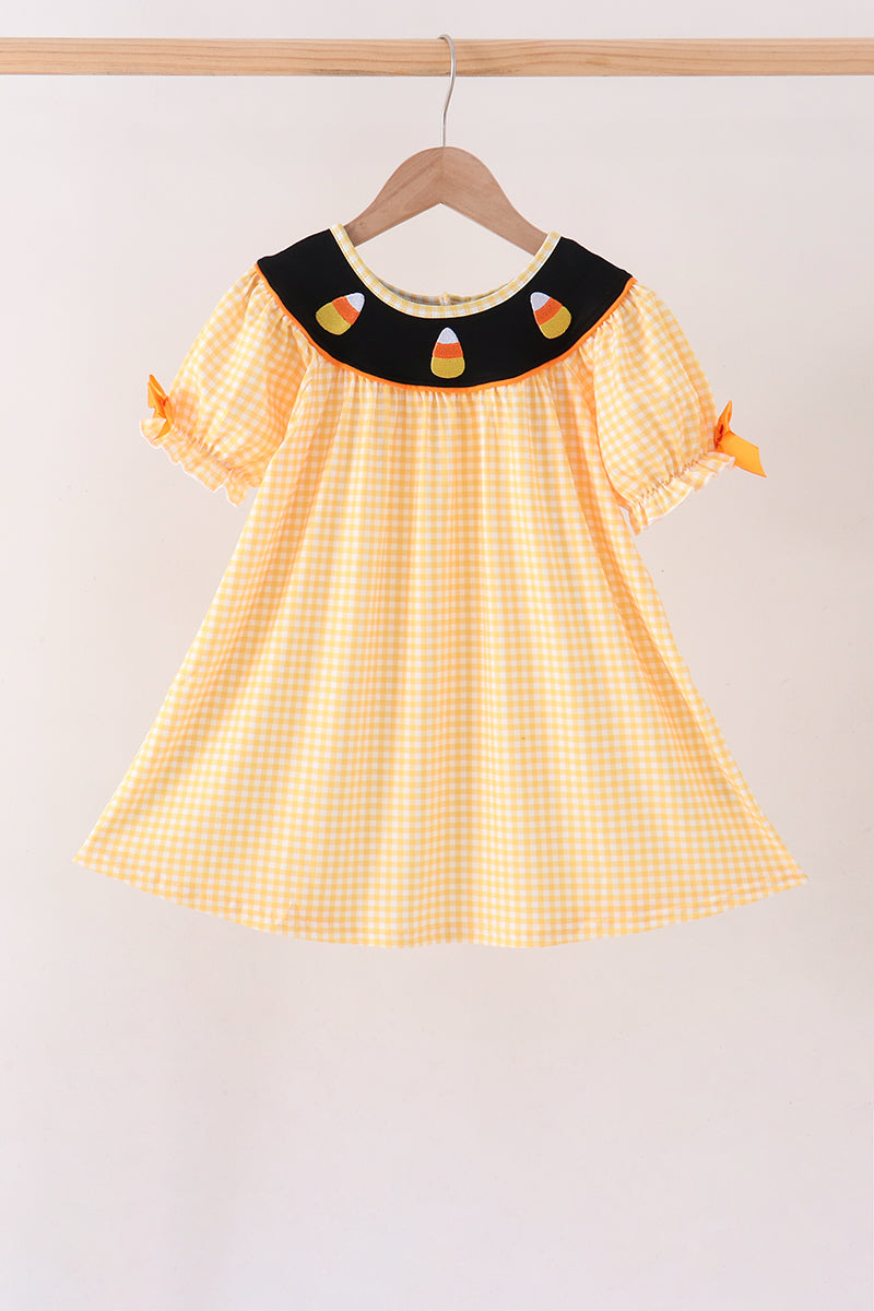 Candy Embroidery Gingham Dress