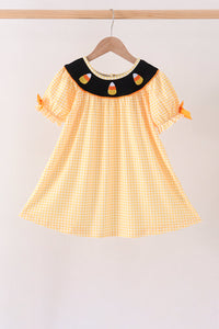 Candy Embroidery Gingham Dress
