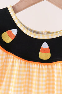 Candy Embroidery Gingham Dress