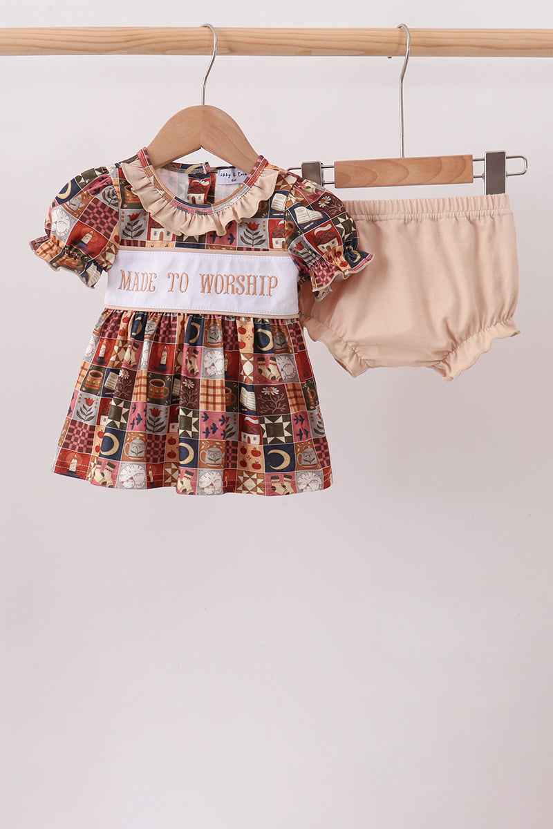 Made to Worship Embroidery Bloomer Set