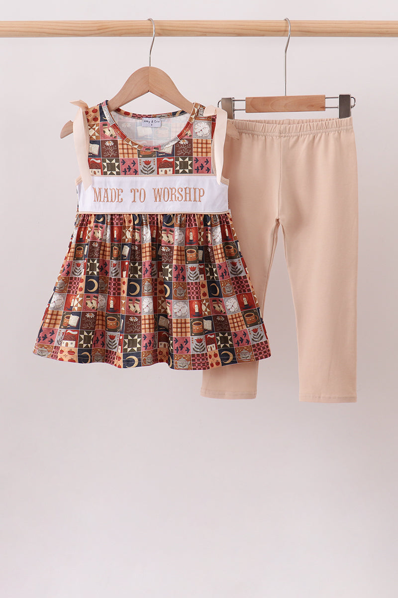 Made to Worship Embroidery Pants Set