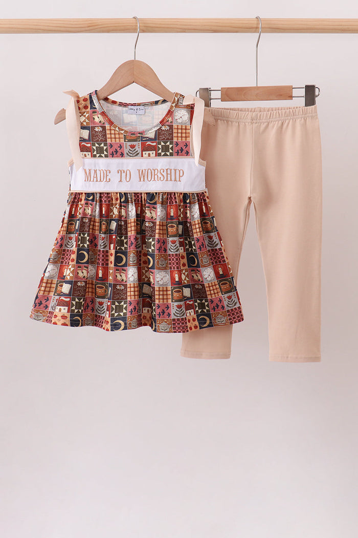 Made to Worship Embroidery Pants Set