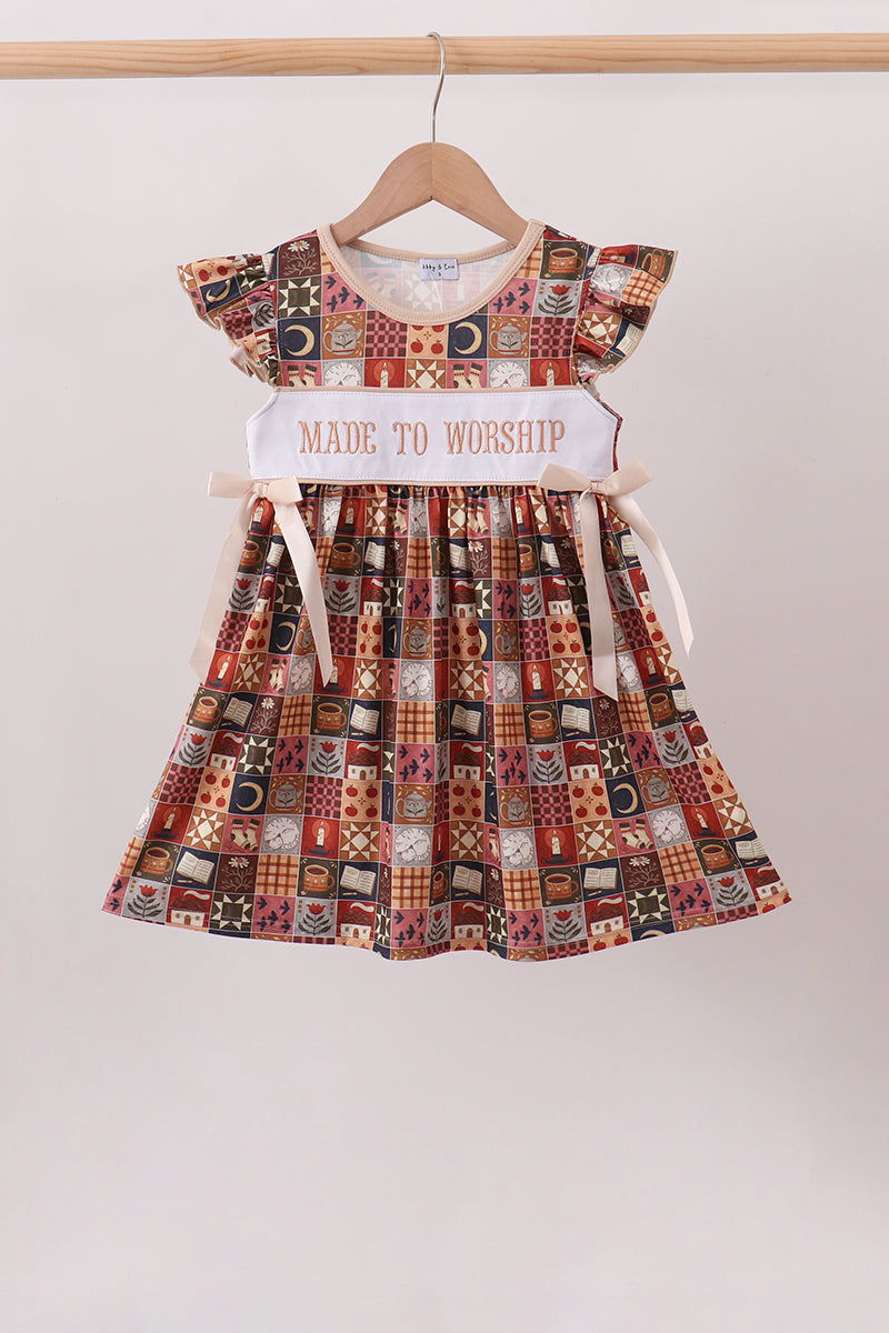 Made to Worship Embroidery Ruffle Dress