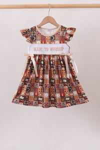 Made to Worship Embroidery Ruffle Dress