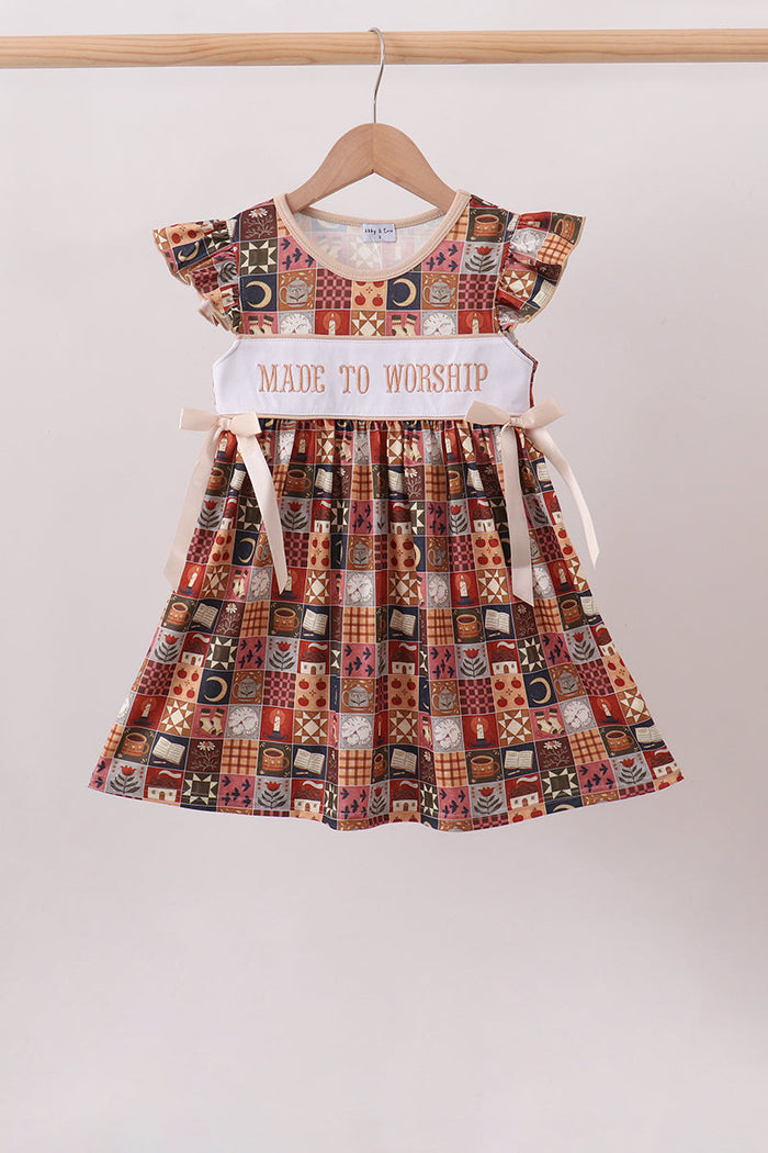 Made to Worship Embroidery Ruffle Dress
