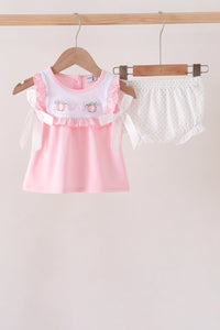 Pumpkin Bow Embroidery Ruffle Bloomer Set