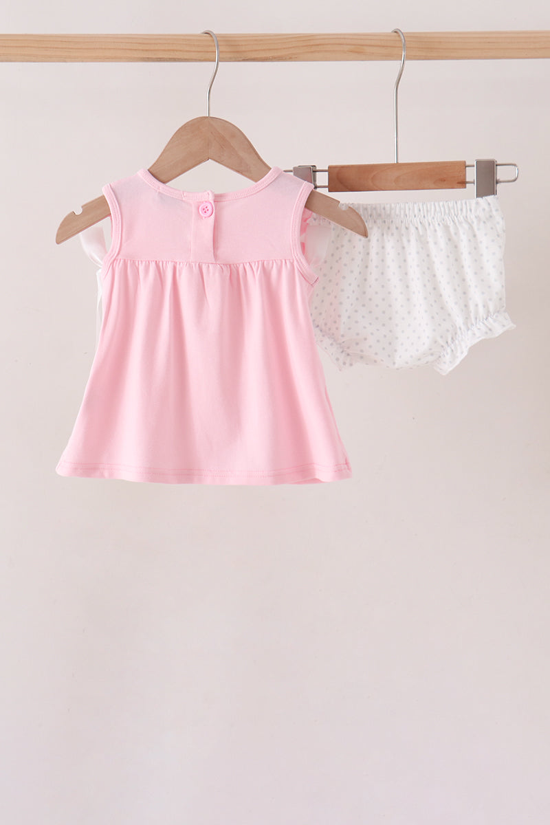 Pumpkin Bow Embroidery Ruffle Bloomer Set