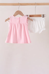 Pumpkin Bow Embroidery Ruffle Bloomer Set