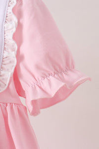 Pumpkin Bow Embroidery Ruffle Dress