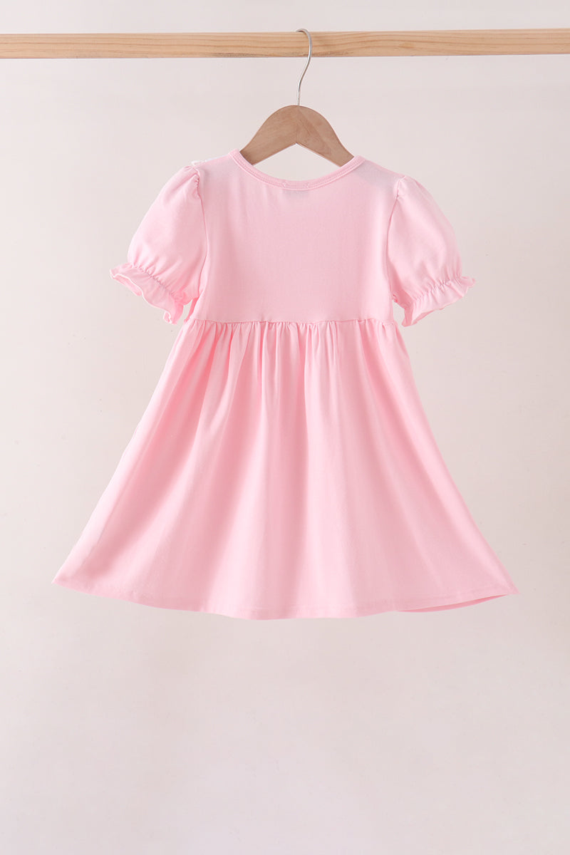 Pumpkin Bow Embroidery Ruffle Dress