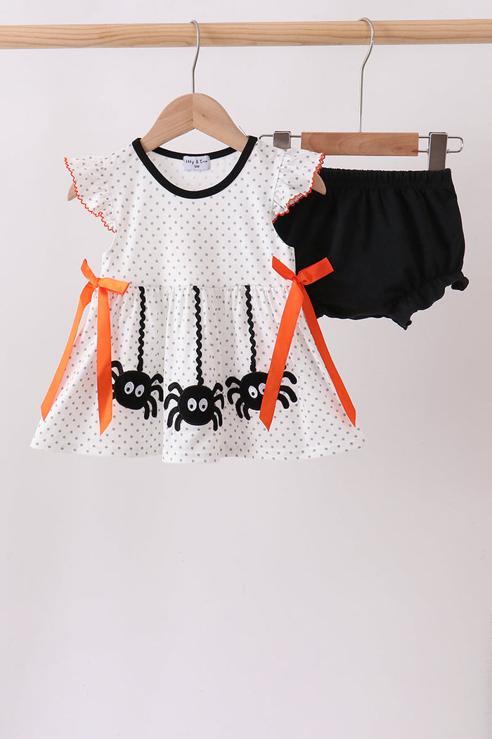Spider Embroidery Ruffle Bloomer Set