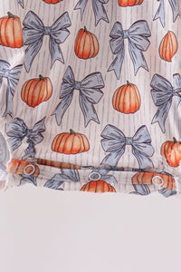 Pumpkin Bow Smocked Ruffle Bubble