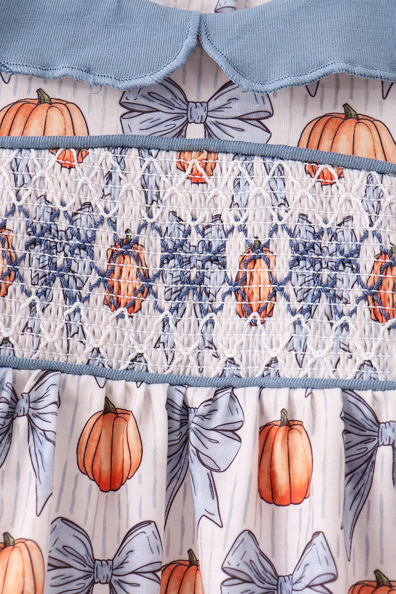 Pumpkin Bow Smocked Bloomer Set