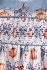 Pumpkin Bow Smocked Bloomer Set