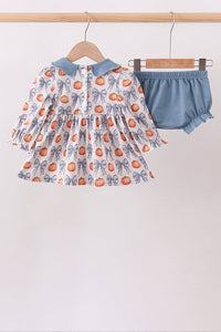 Pumpkin Bow Smocked Bloomer Set