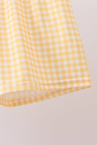 Pumpkin Embroidery Gingham Shorts Set