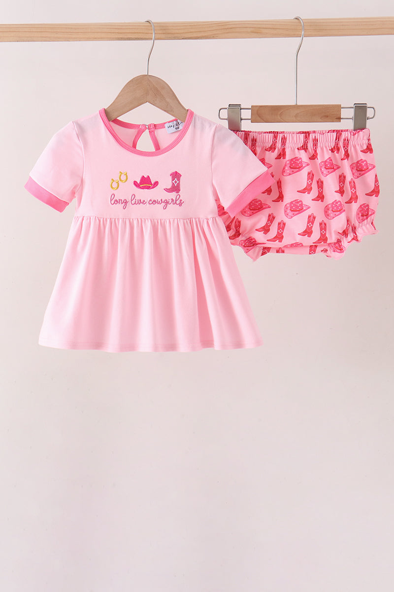 Cowgirl Boots Embroidery Bloomer Set