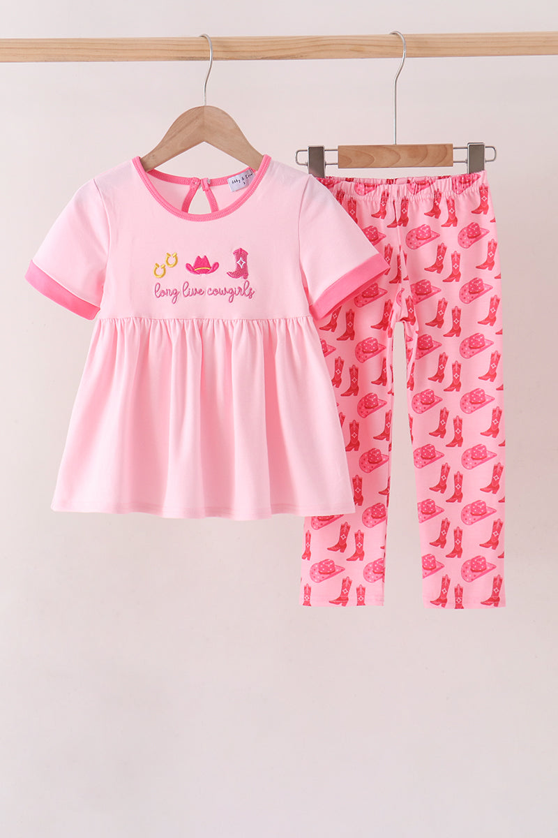 Cowgirl Boots Embroidery Pants Set
