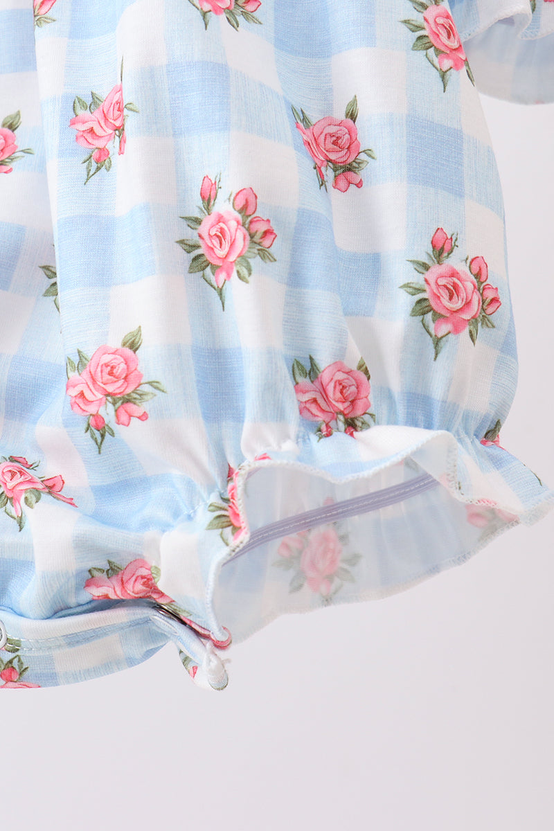 Bow Smocked Floral Gingham Bubble