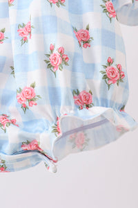 Bow Smocked Floral Gingham Bubble