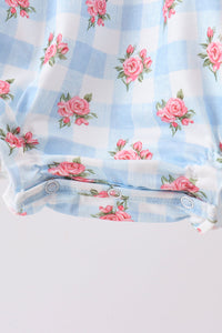 Bow Smocked Floral Gingham Bubble