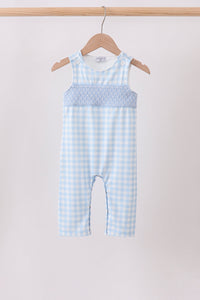 Blue Smocked Gingham Jon Jon