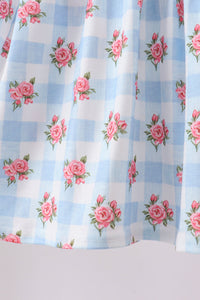 Bow Smocked Gingham Pants Set
