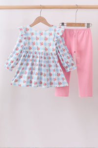 Bow Smocked Gingham Pants Set