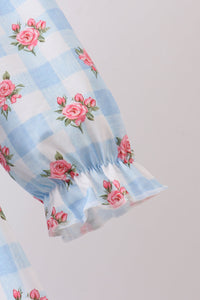 Blue Floral Ruffle Dress