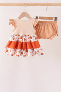 Pumpkin Embroidery Ruffle Bloomer Set