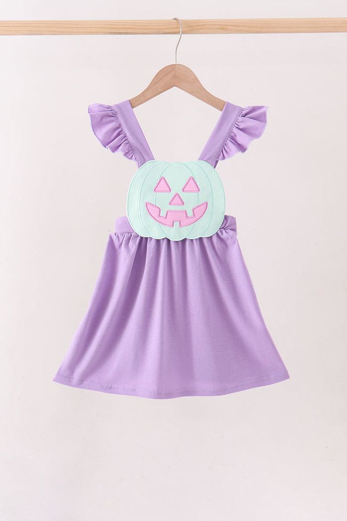 Jack-O-Lantern Applique Ruffle Dress